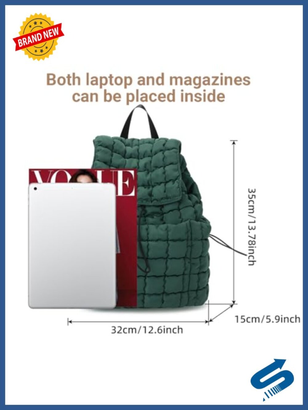 Quilted Puffer Backpack Lightweight Nylon Drawstring Rucksack Travel - Picture 2 of 6